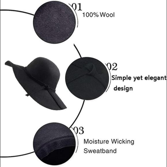 Women\'s Foldable Wide Brim Retro Fedora Floppy Felt Bowler Hat